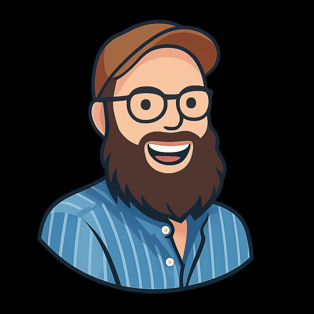 a cartoon guy with hat and beard