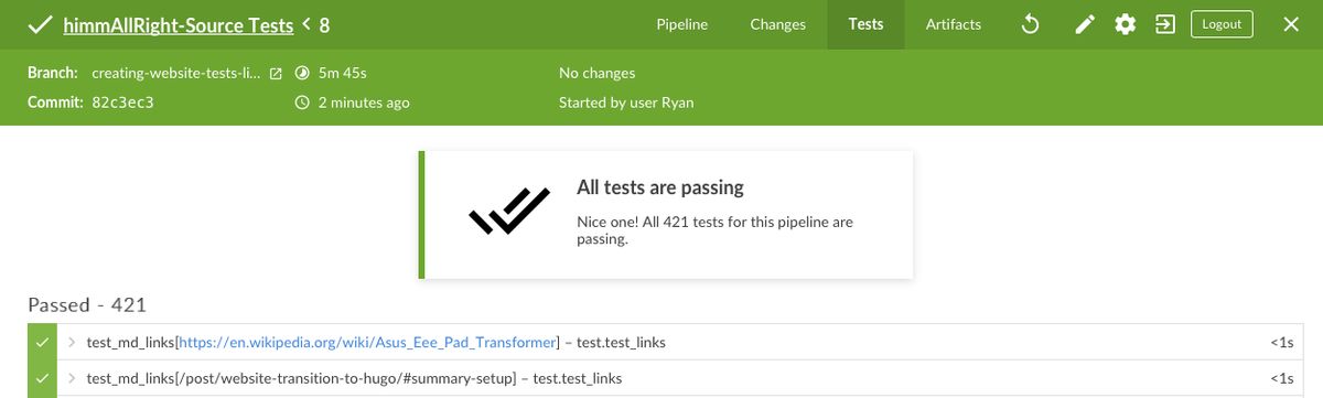 Passing tests, including new link tests