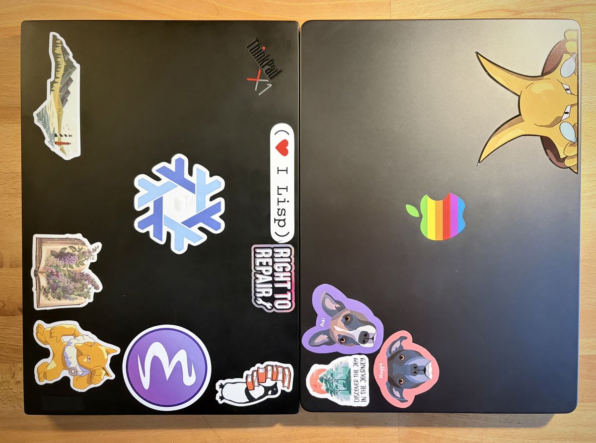 My X1 Carbon (left) and my 14-inch M4 Pro MacBook Pro (right).