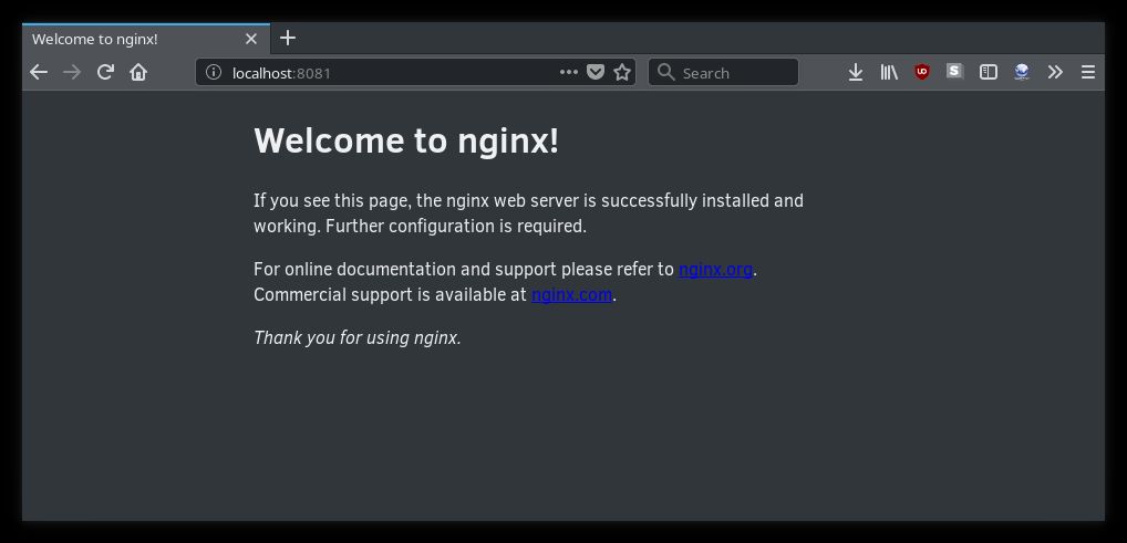 Containerized nginx server connected to through localhost