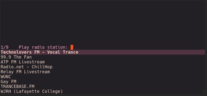 An Emacs window with a blank buffer and radio select in a message buffer