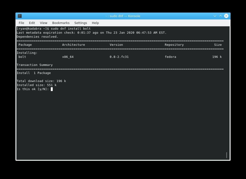 Installing bolt with dnf