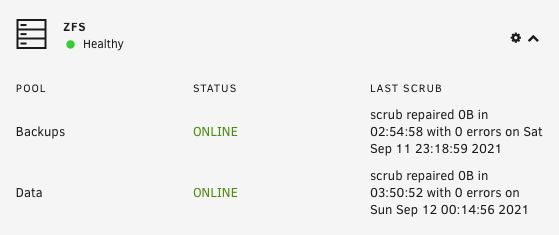 ZFS Companions shows Zpool help in dashboard