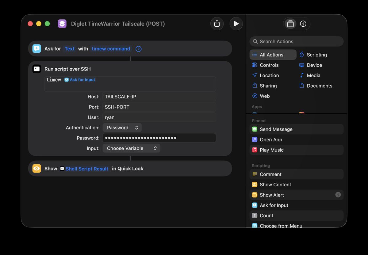 An Apple Shortcuts window open on the Mac, showing 3 simple steps