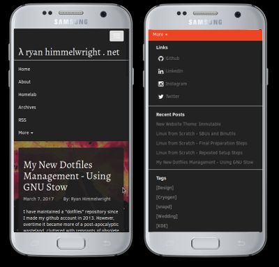 main navigation on mobile