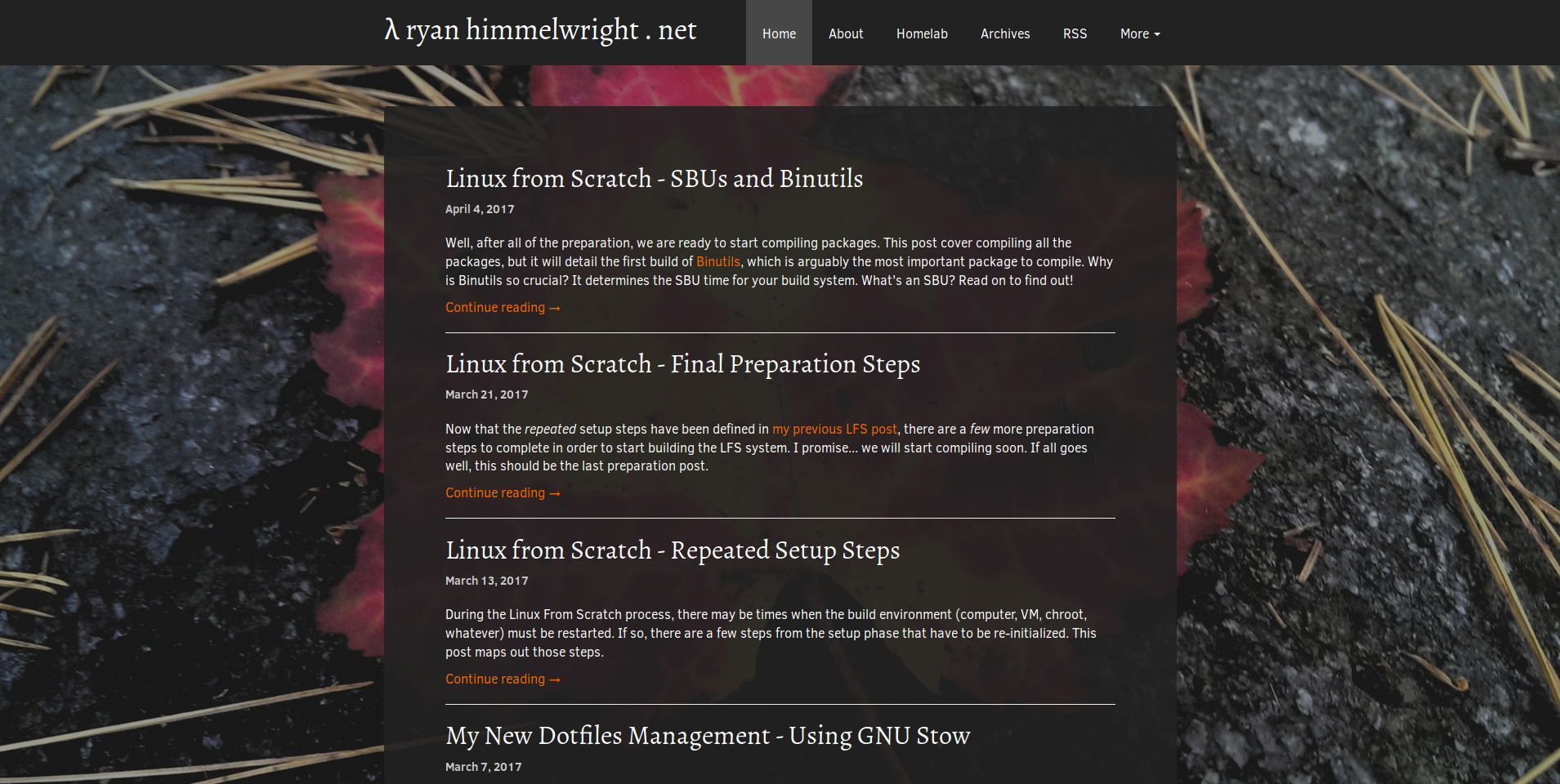 Homepage with Immutable Theme