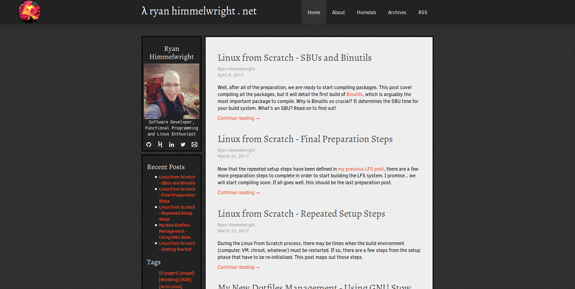 Homepage with old ryan1 Theme