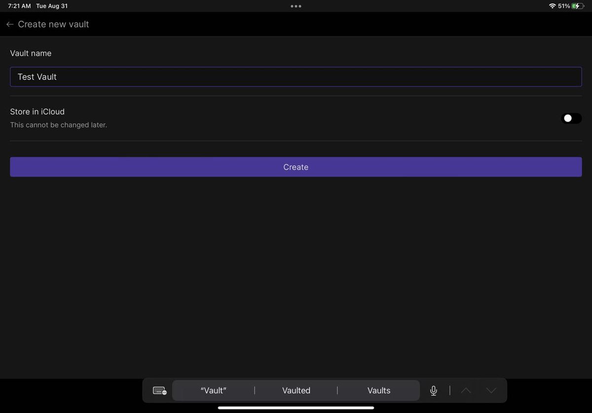 Create vault in Obsidian iOS