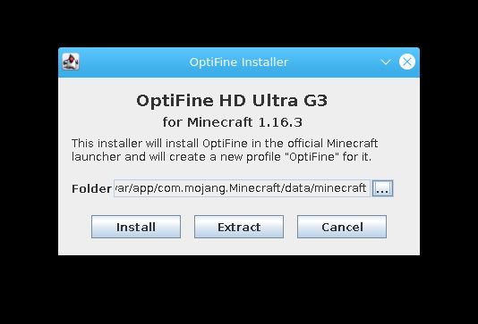 The optifine installer