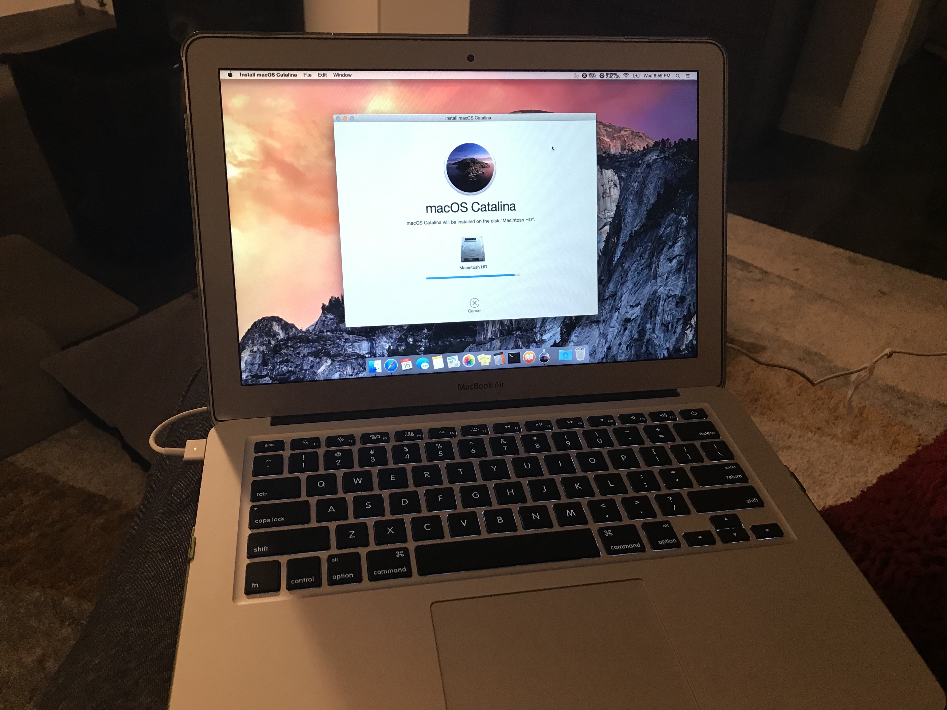 Installing macOS Cataline on old air