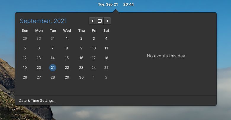 Elementary Calendar dropdown