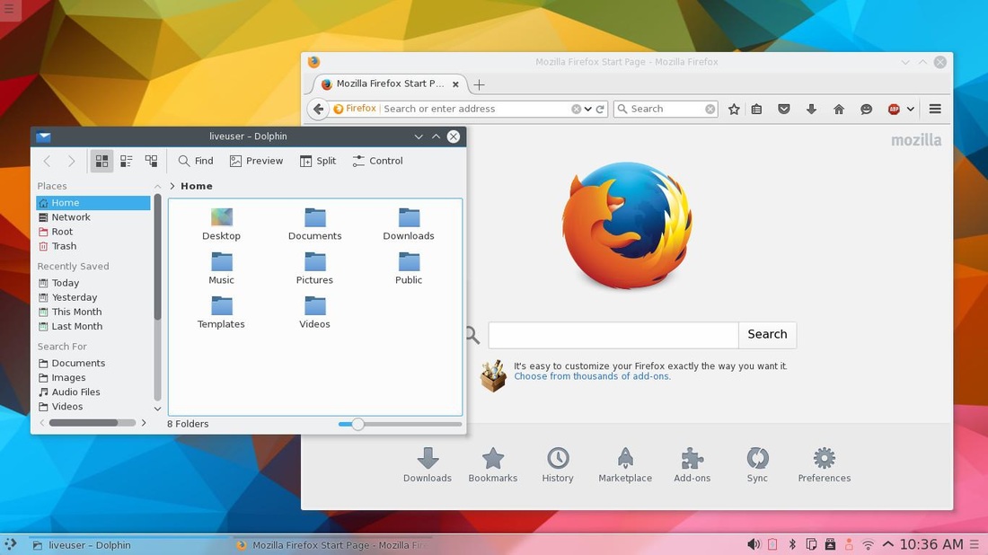 Default KDE Plasma 5.6 Desktop