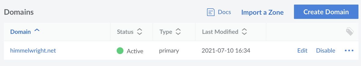 Moved my domain management to linode