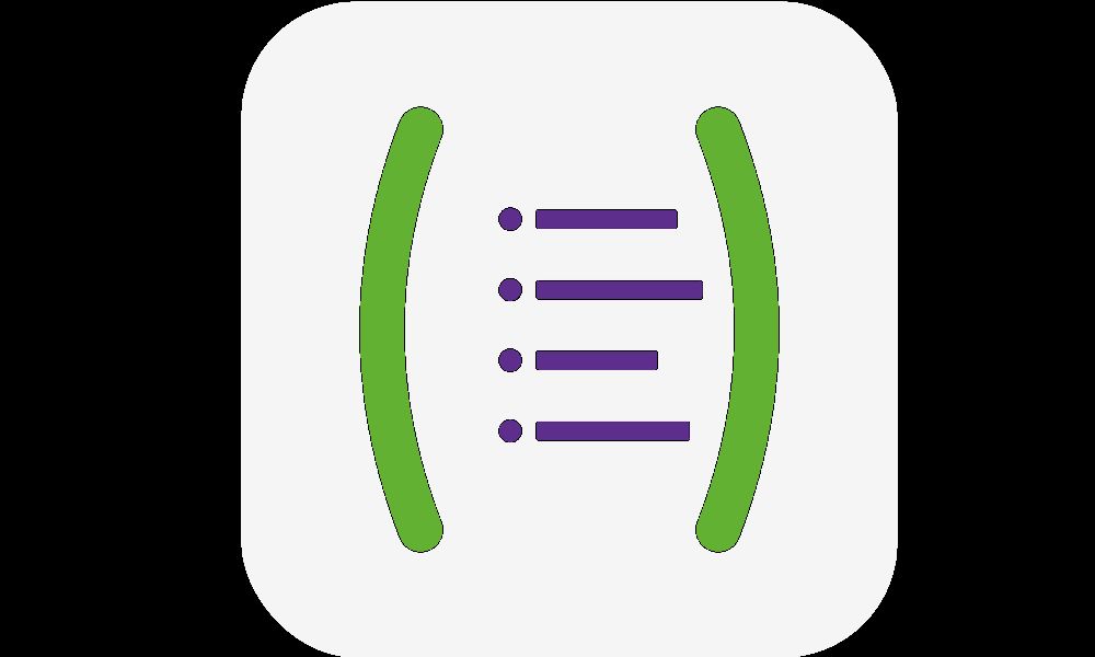 An app icon of a list wrapped in parenthesis